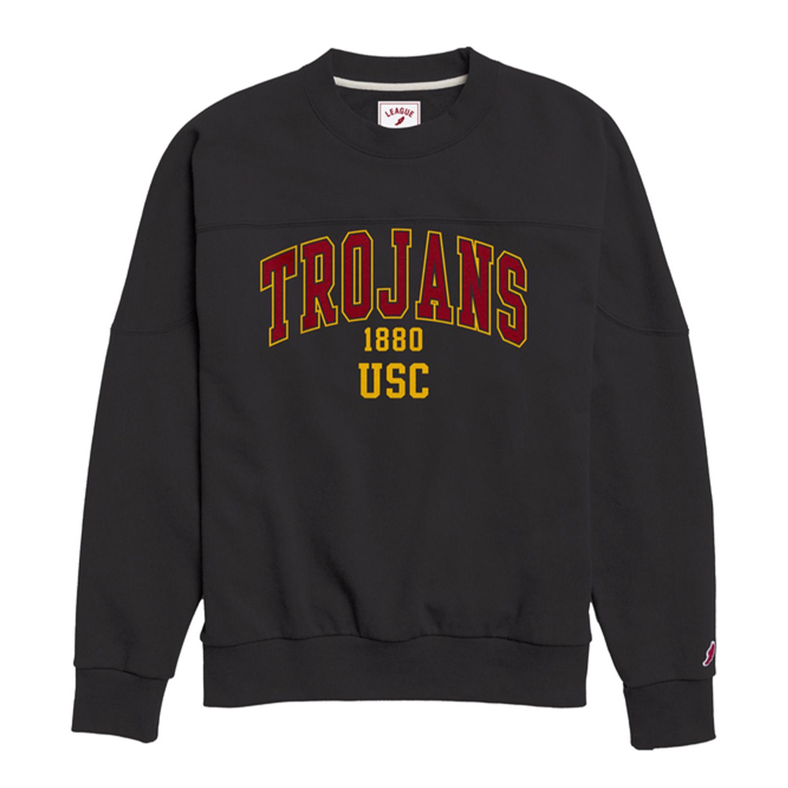 USC Trojans Women s League Black Throwback Fleece Crew Neck Sweatshirt USC Bookstores